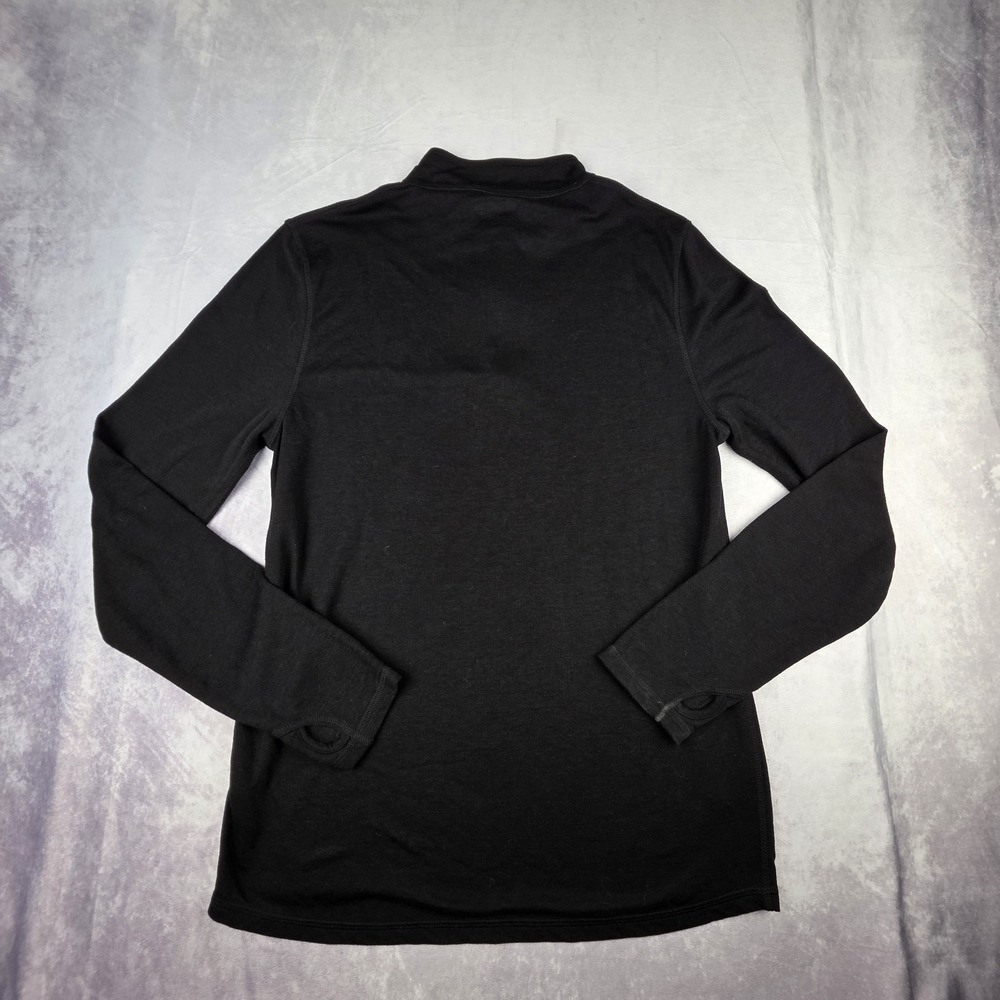Omni-Wool Shirt Mens XL Black Wool Blend Quarter‎ Zip Long Sleeve Thumb Holes - Picture 2 of 8